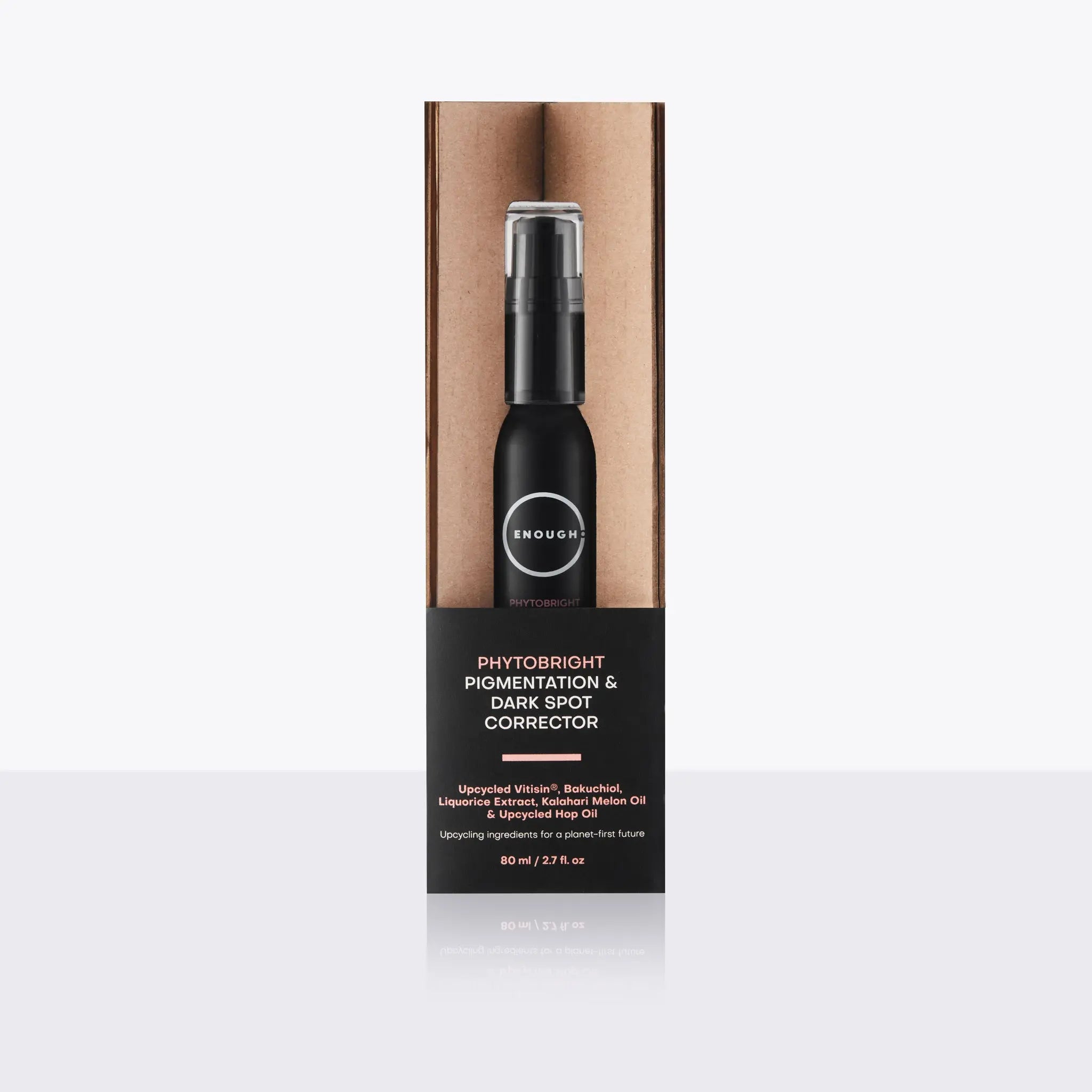 Black bottle containing Phytobright packaged in cardboard sleeve