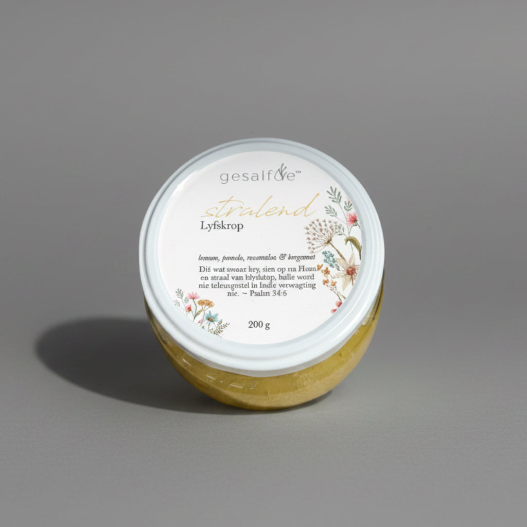 Body Scrub in glass jar with Epsom salts and essential oils